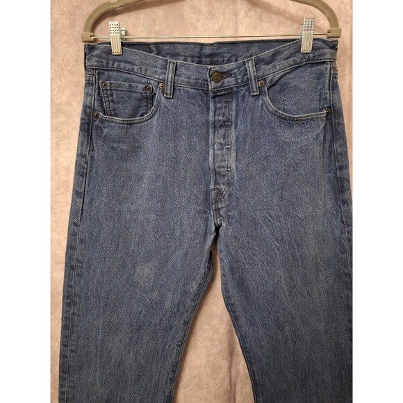 Levi's 501 Black Tab Jeans Men's 34x32 Blue Button Fly Faded Y2K Grunge Skater - Picture 6 of 8